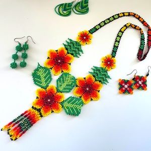 Mexican Handmade huichol beaded necklace